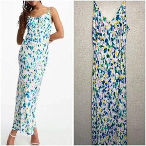 Nobody's Child Midi Slip Dress Floral Abstract Print Adjustable Straps 10